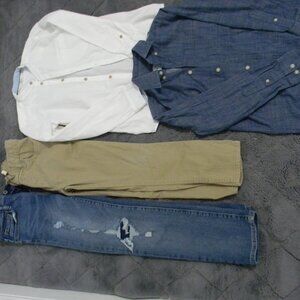 Boys Lot Of 4 Button Down Shirts and Long Pants size 8/10